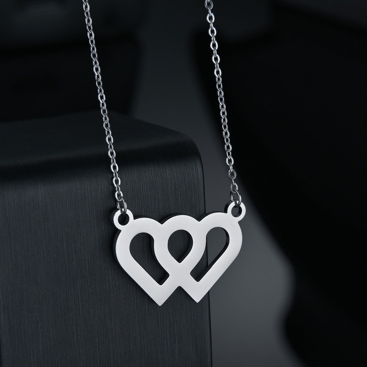 Couple's Double Love Titanium Necklace - Durable & Elegant Piece from Planderful Collection