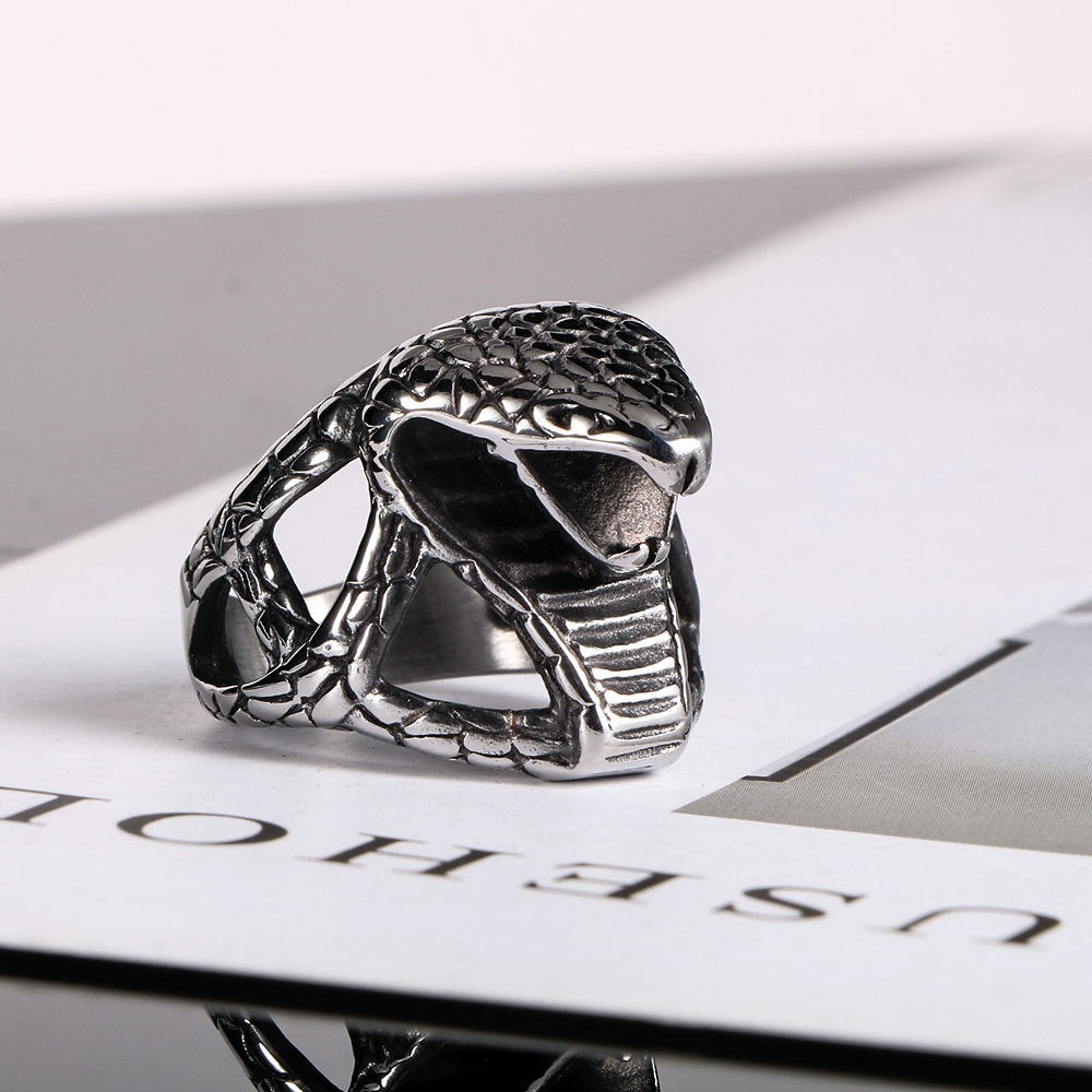 Trendy Men's Titanium Steel Snake Ring - Kobe Mamba Cross-Border Jewelry