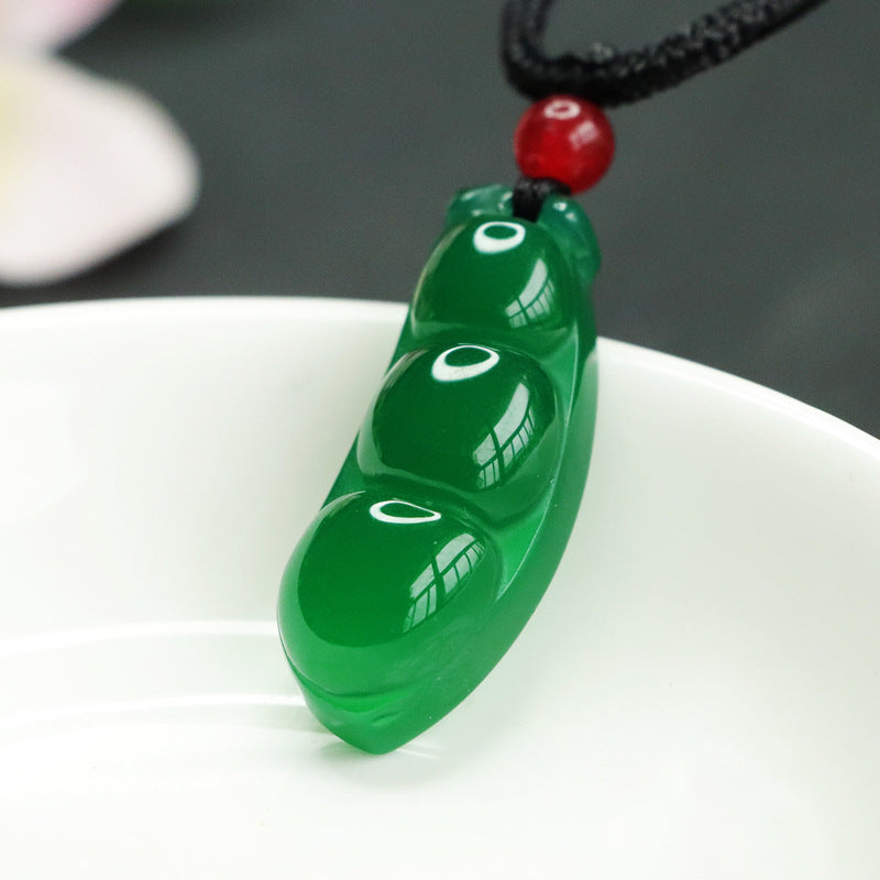 Natural Ice Green Chalcedony Four Kidney Bean Pendant Jewelry