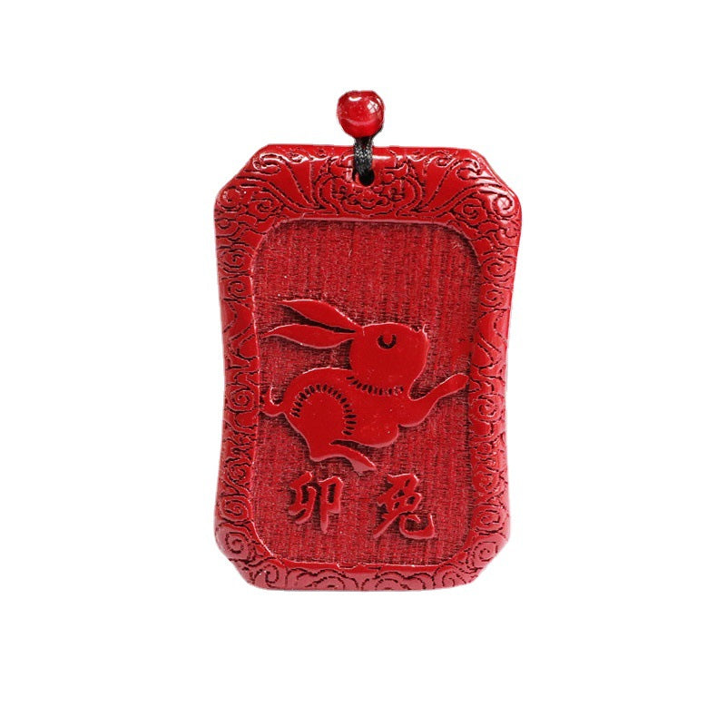 Cinnabar Rabbit Sterling Silver Pendant