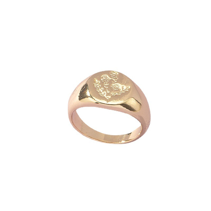 Wholesale Metal Texture Ring with Cross-Border Charm