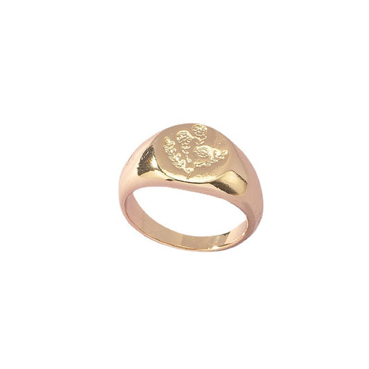 Wholesale Metal Texture Ring with Cross-Border Charm