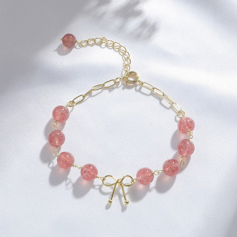 Fortune's Favor Strawberry Crystal Bow Bracelet