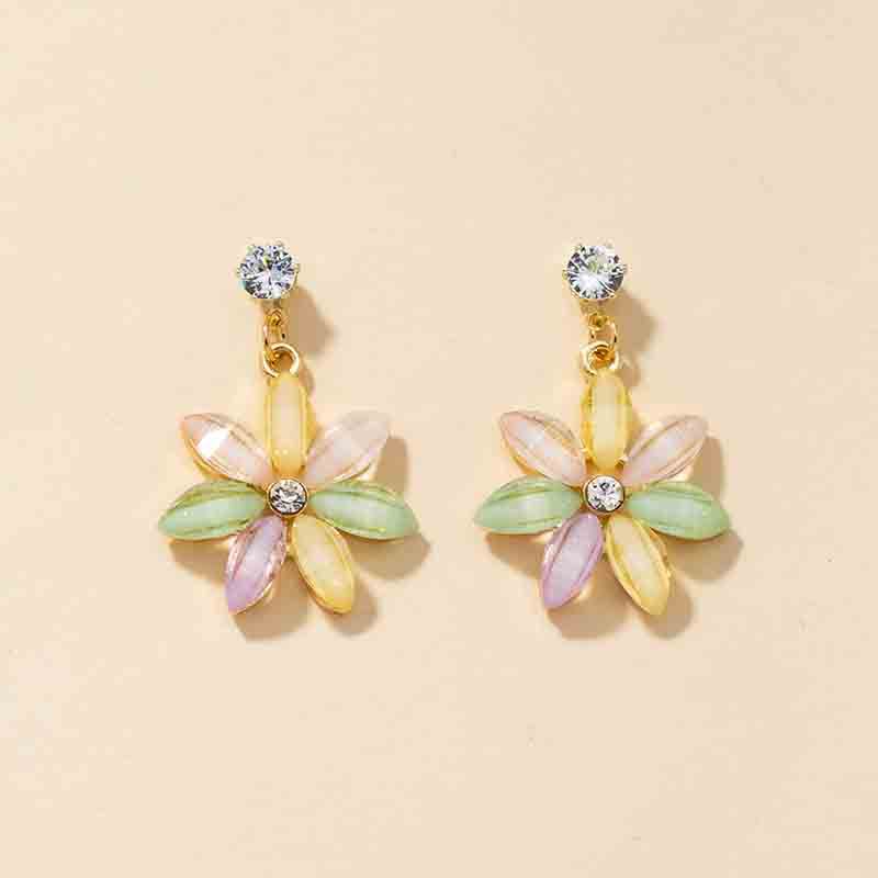 Exaggerated Colorful Flower Earrings - Vienna Verve Collection