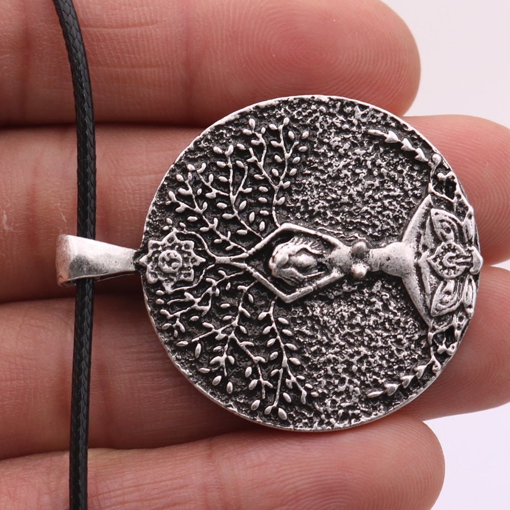 Mystical Double-Sided Mandala Flower Pendant - Men's Religious Necklace