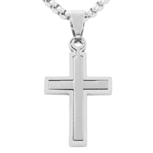 Personalized Retro Titanium Steel Cross Pendant Necklace for Men - Trendy Stainless Steel Design