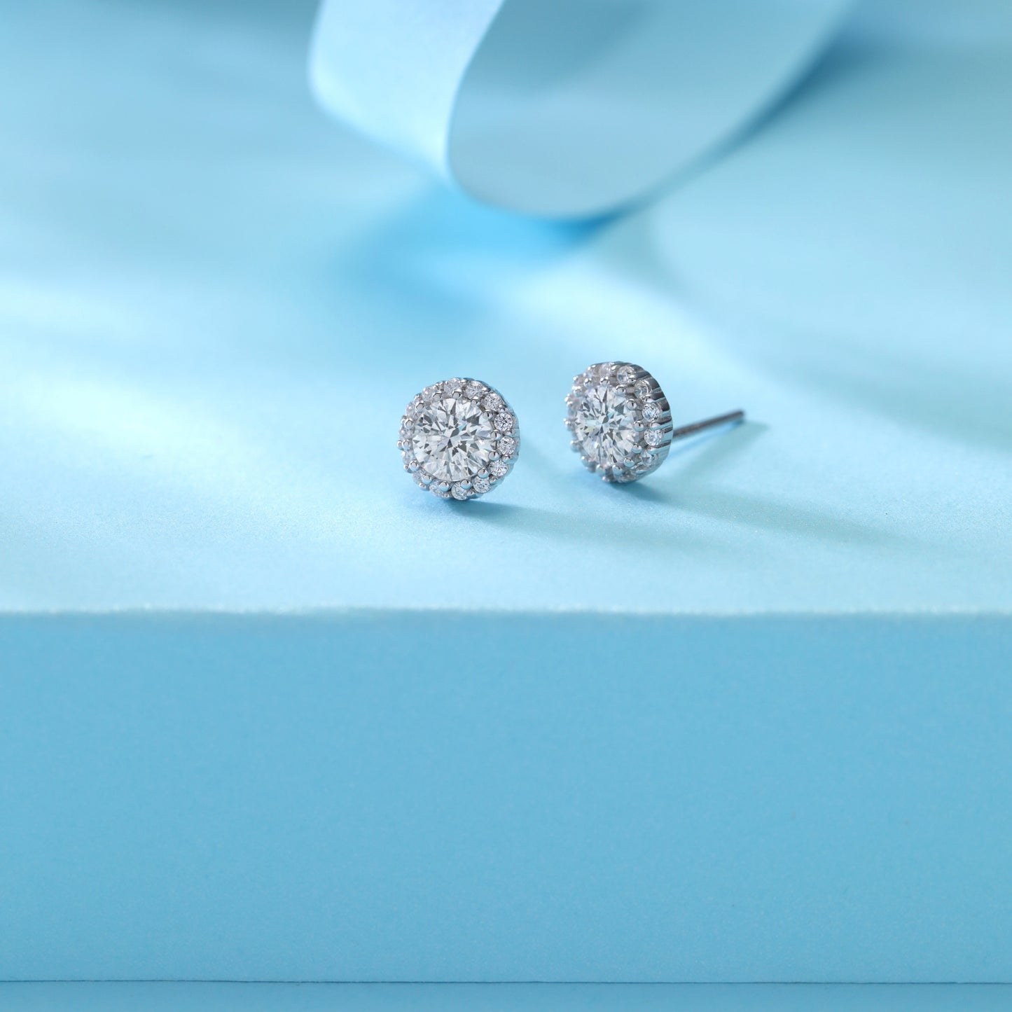 Small Round Zircon Sterling Silver Stud Earrings