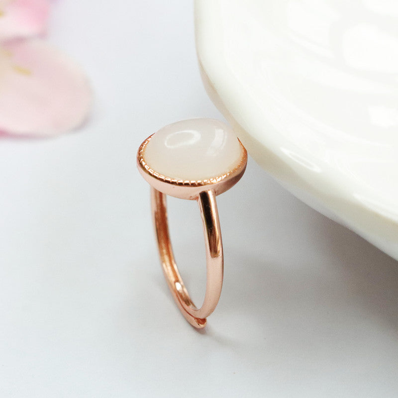 Exquisite Hetian Jade and Sterling Silver Ring from Fortune's Favor Collection