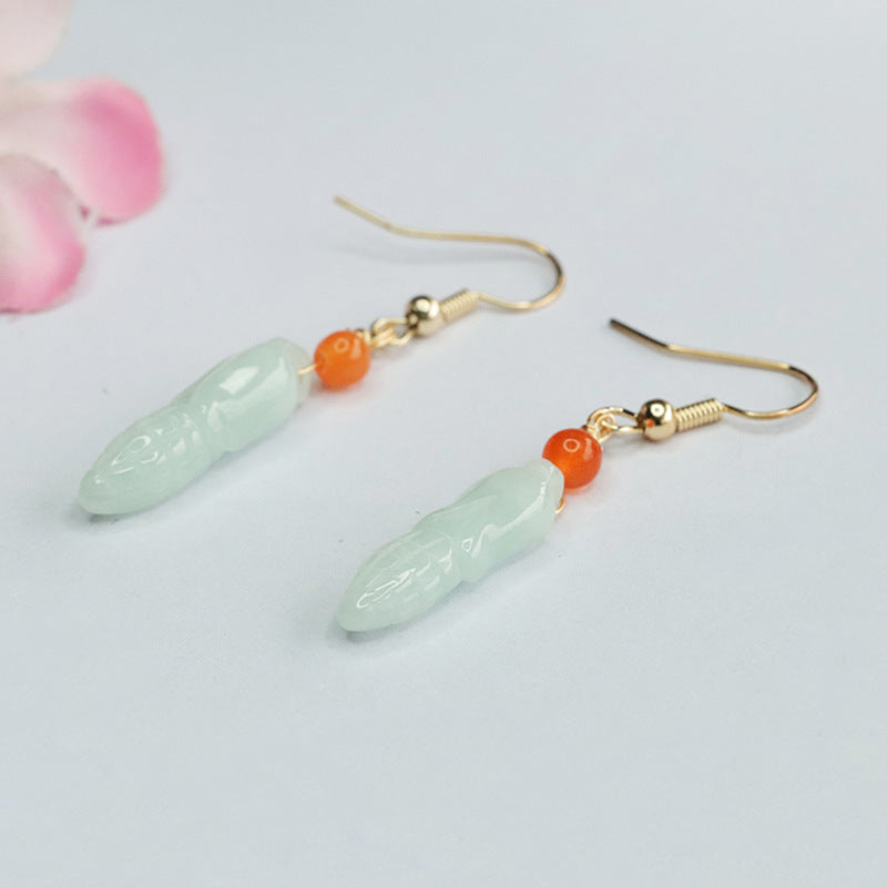 Fine Jade Fortune Earrings with Sterling Silver Hook