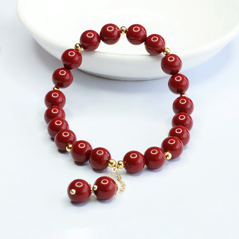 Cinnabar and Acacia Bean Sterling Silver Bracelet - Fortune's Favor Collection