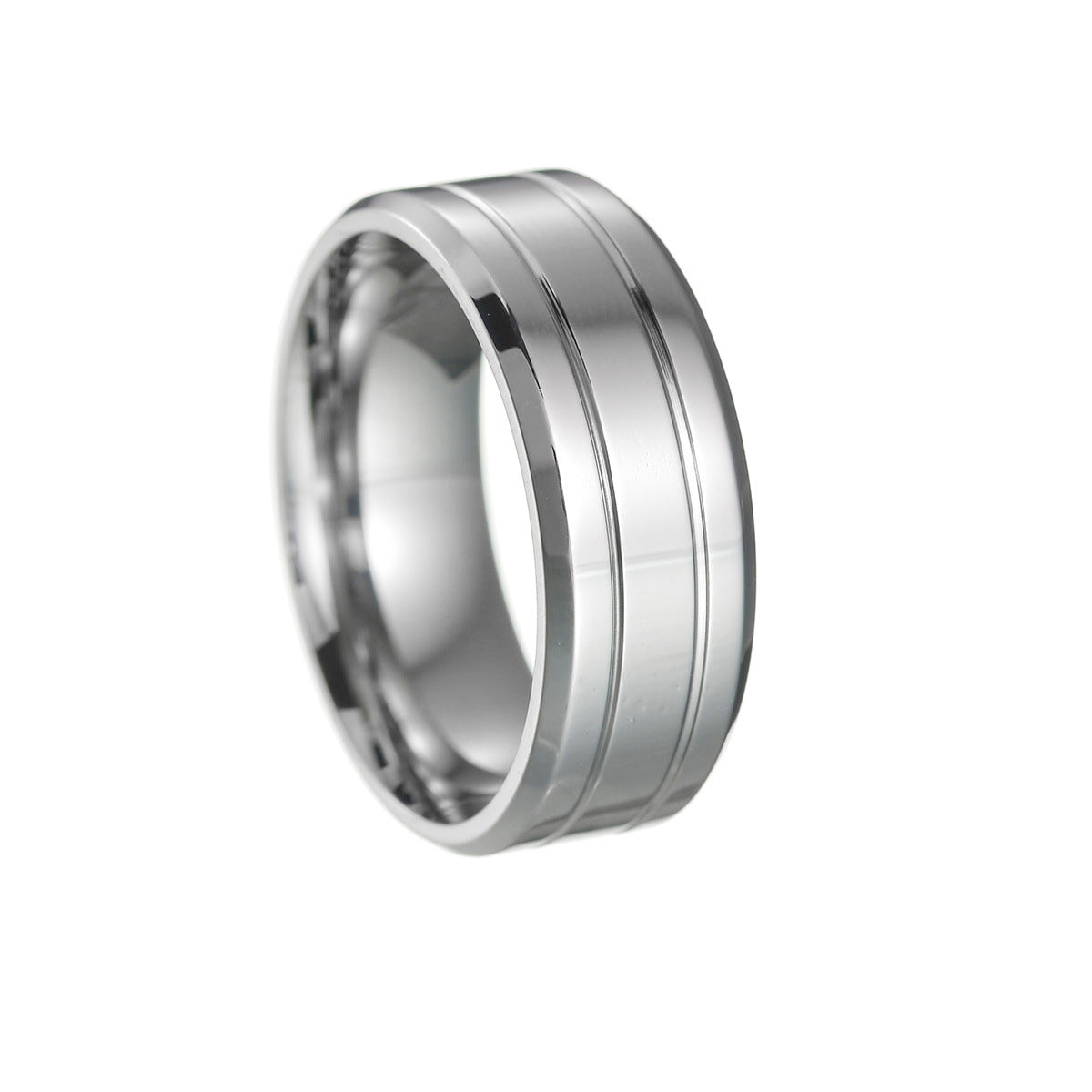 Classic Titanium Steel Men's Wedding Band - Elegant Black 8mm Ring for Outdoor and Everyday Wear