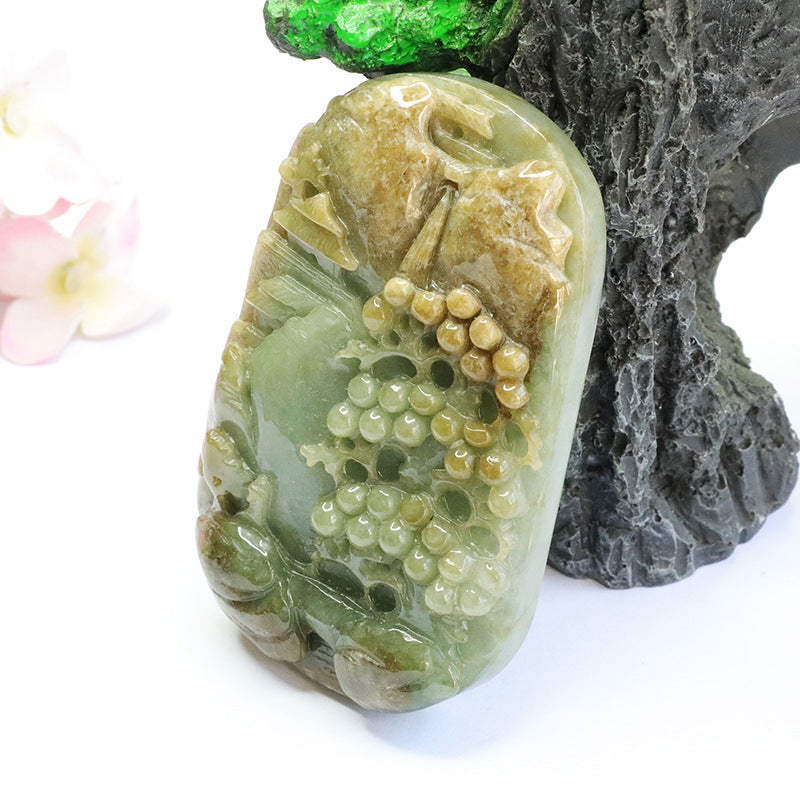 Jade Landscape Sculptured Pendant with Sterling Silver Needle - Fortune's Favor Collection