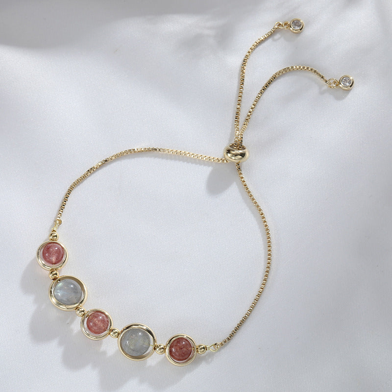 Exquisite Five Beads Crystal and Moonstone Bracelet for Women - Valentine's Day Gift