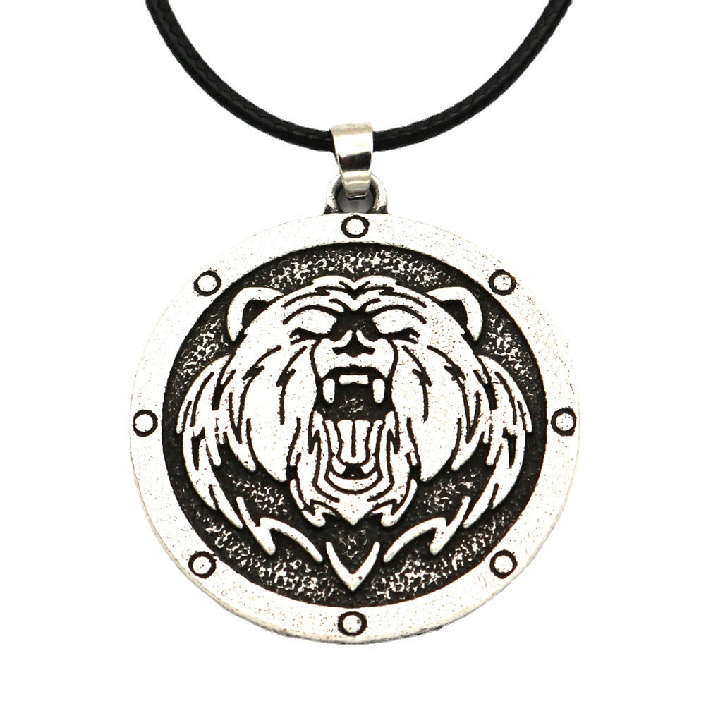 Explosive Foreign Trade Grizzly Bear Pendant Necklace with Bear Claw Charm - European and American Men's Jewelry