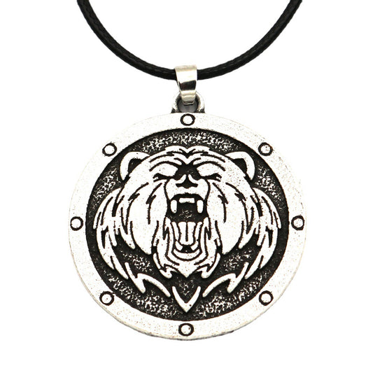 Explosive Foreign Trade Grizzly Bear Pendant Necklace with Bear Claw Charm - European and American Men's Jewelry