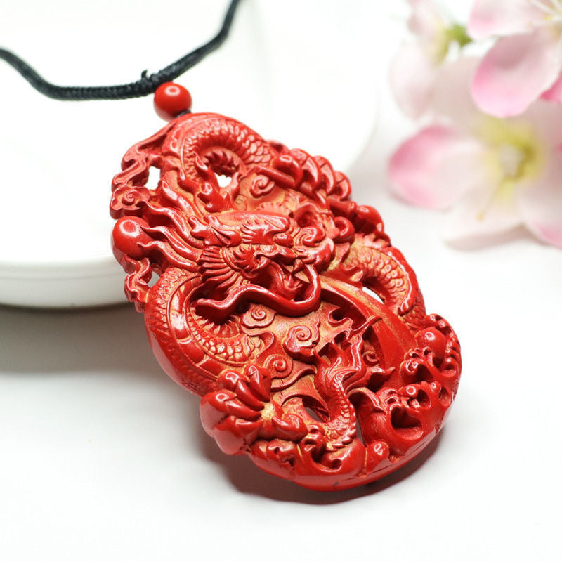 Cinnabar Hollow Dragon Pendant