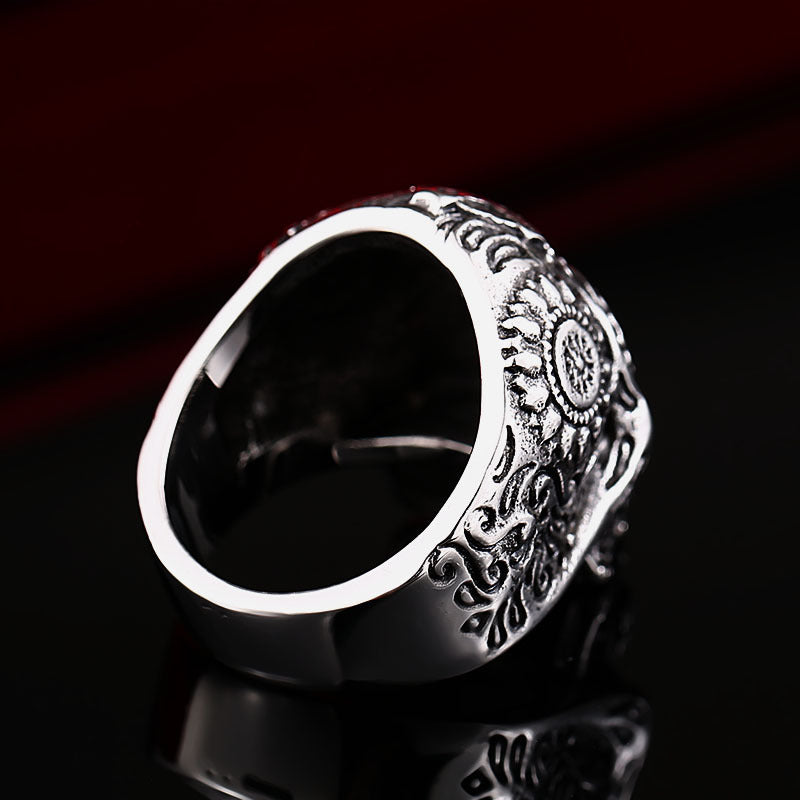 Custom Engraved Skull Cross Ring in Retro Titanium Steel for Men - European and American Style Stainless Steel Ring