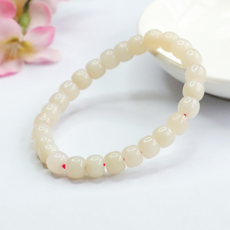 Fortune's Favor Sterling Silver Lotus Root Powder Road Bracelet with Natural Hetian Jade