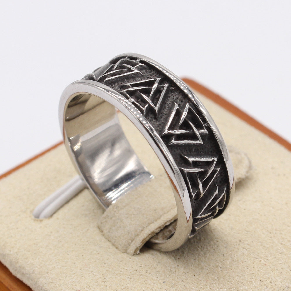 Vintage Viking Triangle Titanium Steel Ring for Men