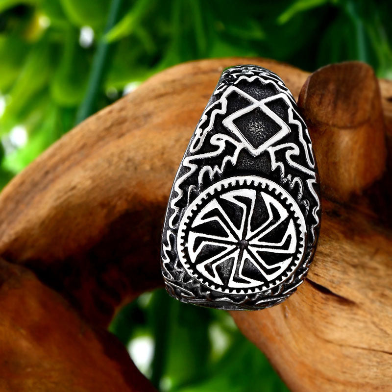 Retro Viking-Themed Titanium Steel Ring for Men - Wholesale Fashion Jewelry