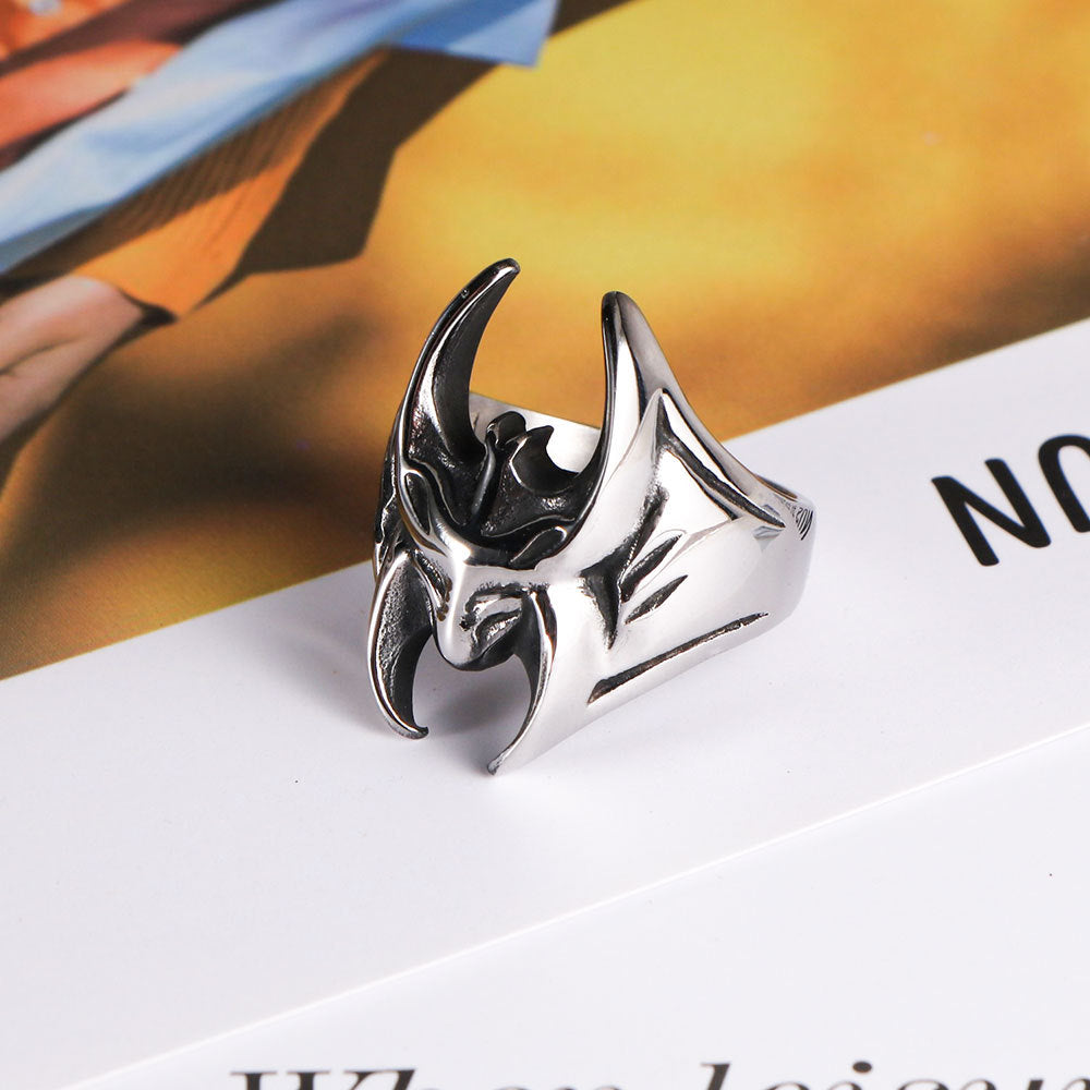 Customized Retro Batman Titanium Steel Ring for Men - Hip-Hop Style Wholesale