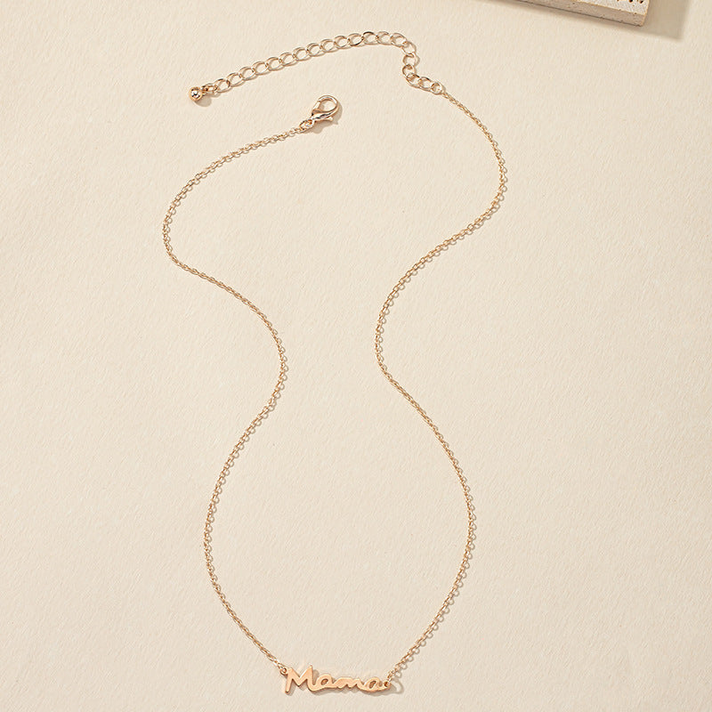 Mama Necklace with Letter Collarbone Chain: Trendy Minimalist Design from Europe and America