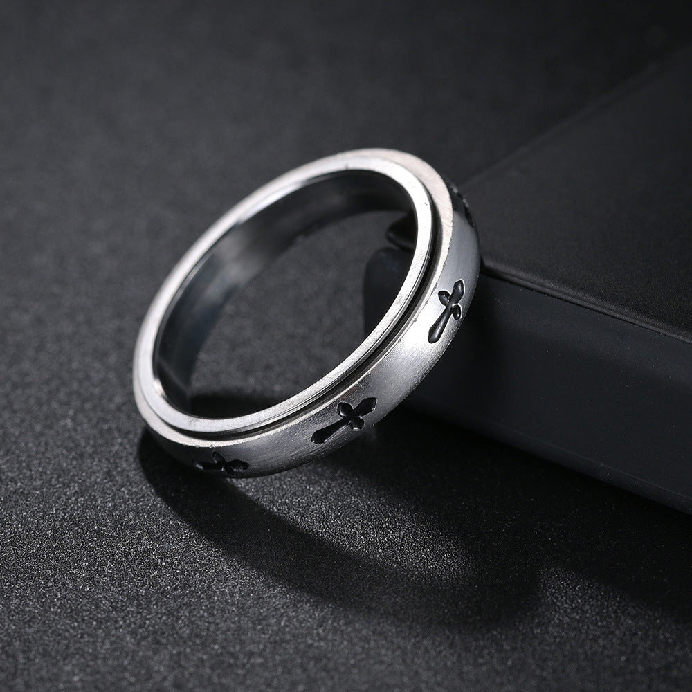 Rotatable Stress Relief Ring in Titanium Steel - Stylish 4MM Wide European American Design for Men