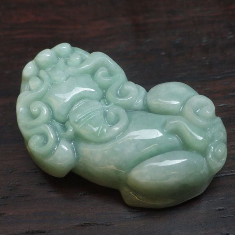 Fortune's Blessing Jade Pixiu Pendant in Sterling Silver