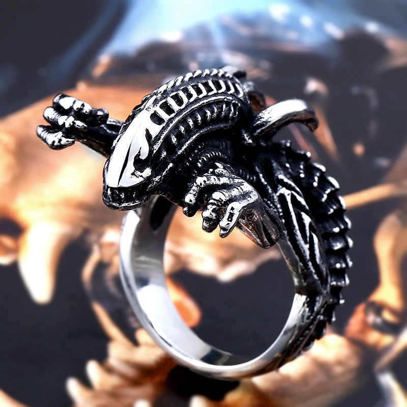 Stainless Steel 3D Animal Ring for Men - Retro Titanium Steel Design, Sizes 7-13