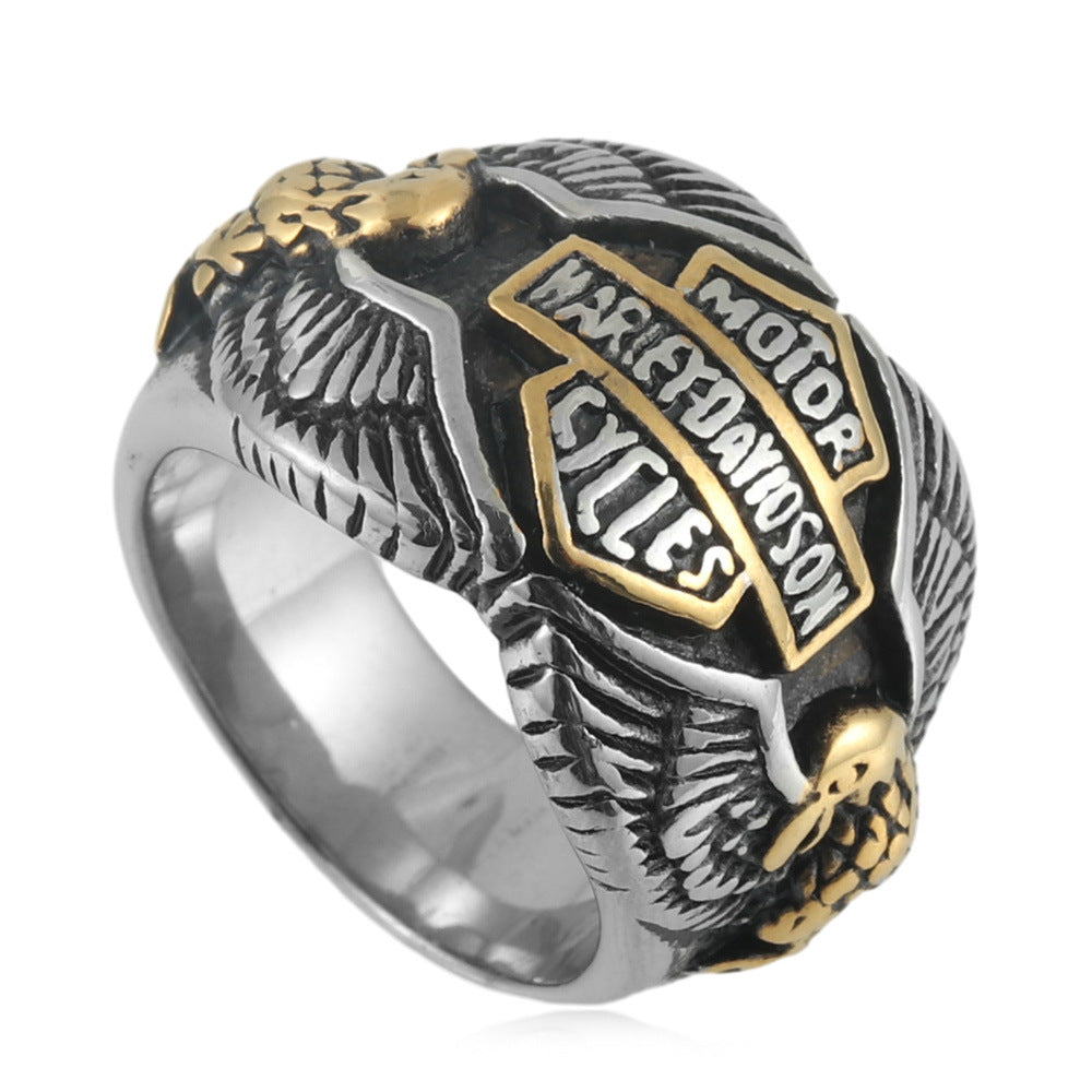 Titanium Steel Punk Eagle Ring for Men - Trendy Retro Animal Design