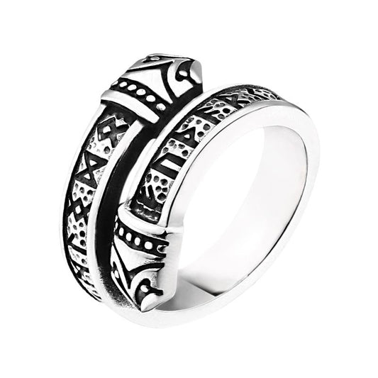 Titanium Steel Viking Letter Ring for Men - Adjustable Minimalist Design