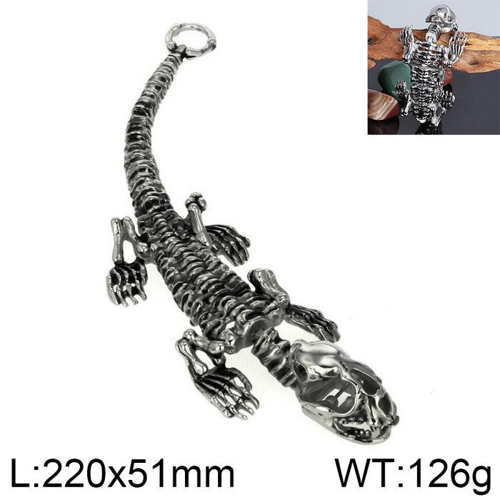 Personalized Retro Black Oil Skull Crocodile Titanium Steel Men's Bracelet with Exaggerated Centipede Design