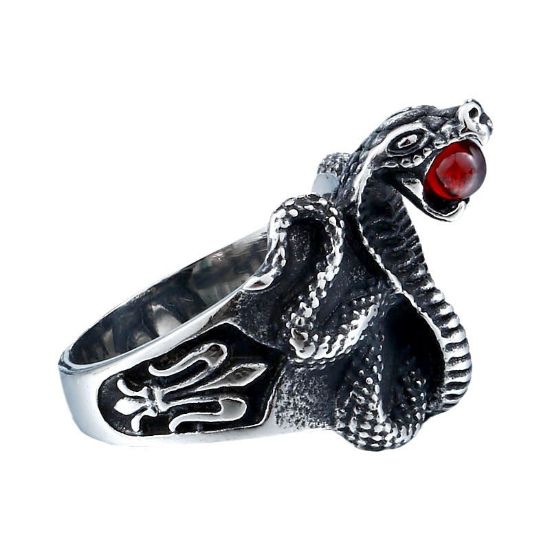 Vintage Cobra Design Titanium Steel Men's Ring - Wholesale European and American Jewelry