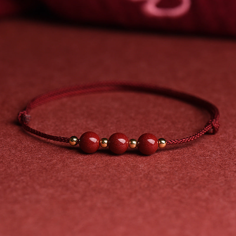 Cinnabar Transfer Beads Sterling Silver Bracelet