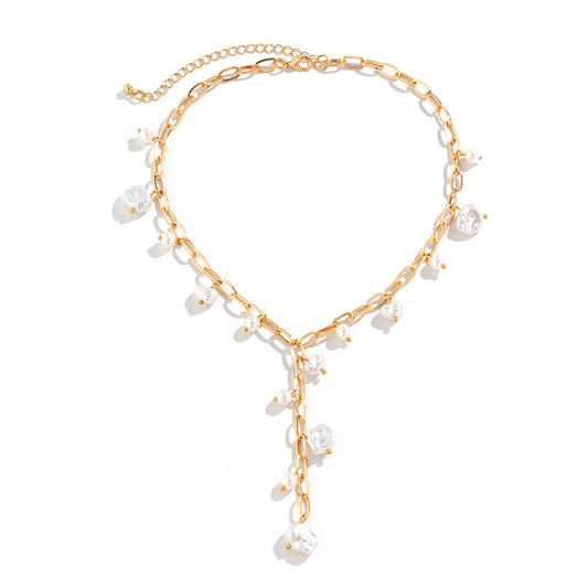 Y-shaped Tassel Necklace with Pearl Embellishments for Fashion-forward Women