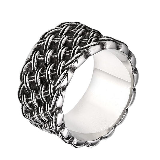 Stylish Retro Titanium Steel Men's Love Interwoven Ring - Korean Fashion Wholesale