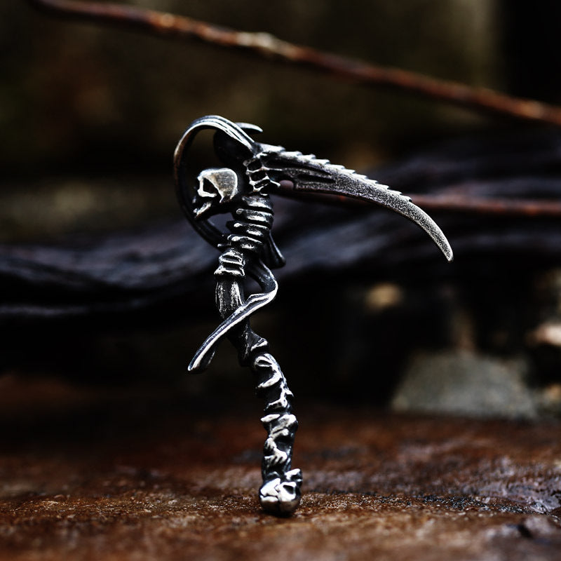 Wholesale European and American Punk Style Skull Sickle Pendant in Titanium Steel for Men