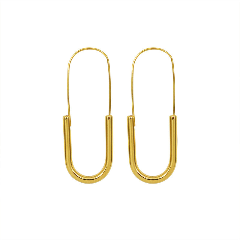 European American Gold-Plated Long Pin Earrings Set for Women