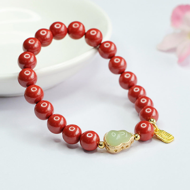 Planderful Collection - Fortune's Favor Cinnabar and Jade Bracelet