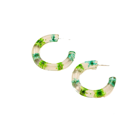 Candy Green Resin Flower Earrings - Vienna Verve Collection