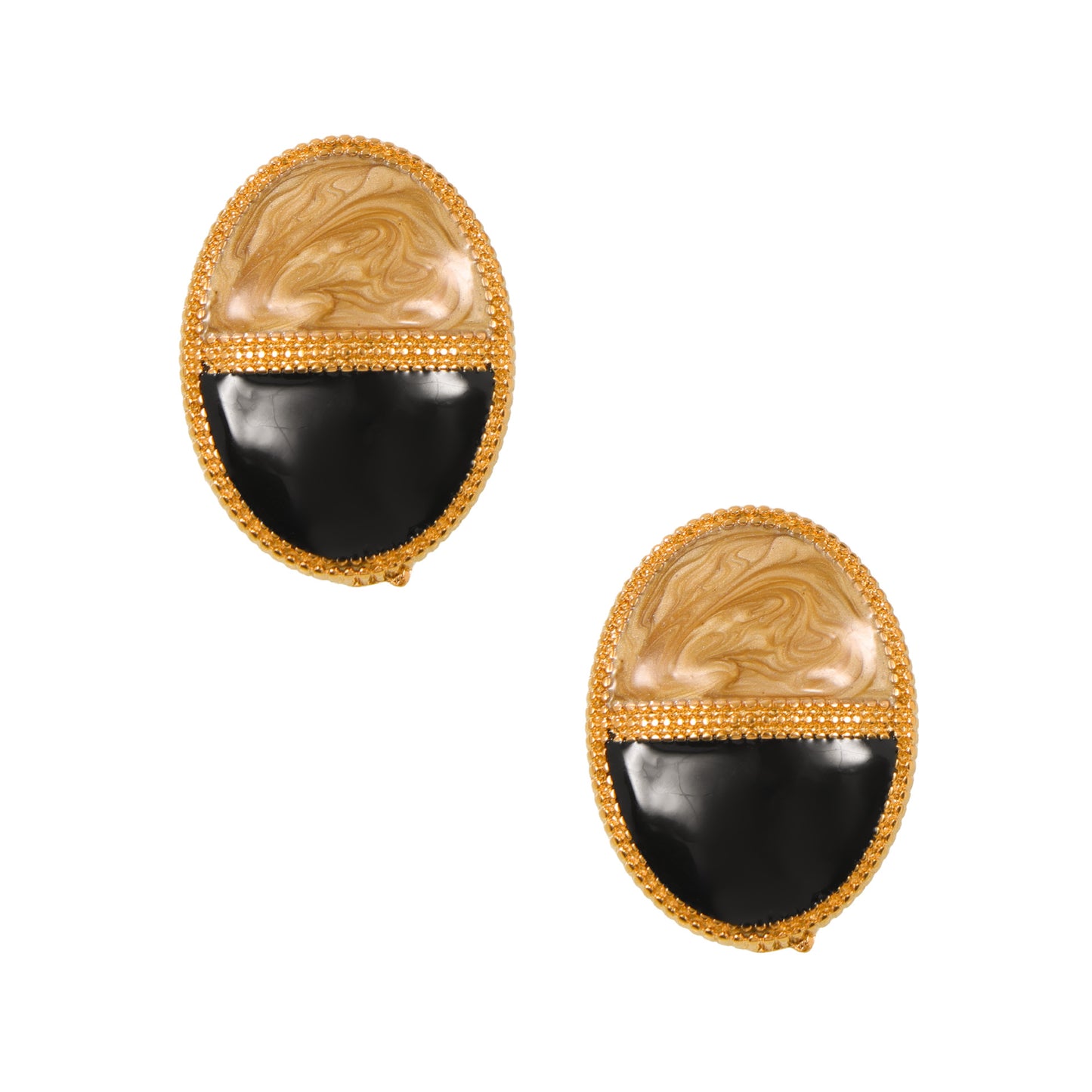 Lace Oval Double-Layer Oil Drip Stud Earrings - British Retro Collection