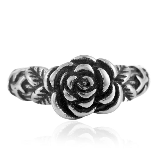 Titanium Steel Retro Floral Ring for Men - Trendy Personalized Rose Design