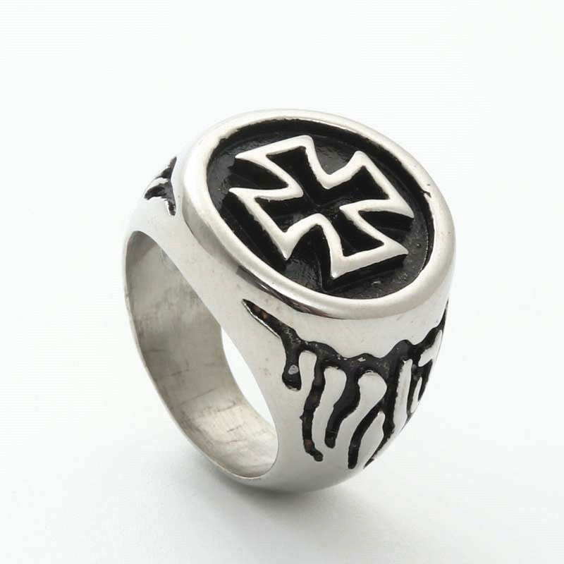 Titanium Steel Retro Cross Ring for Men - Edgy Punk Jewelry Direct from Manufacturer