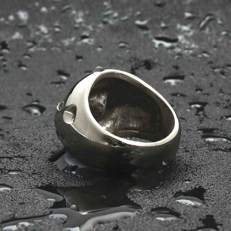 Titanium Steel Hip Hop Skull Ring for Men - Retro Punk Style Direct from Manufacturer