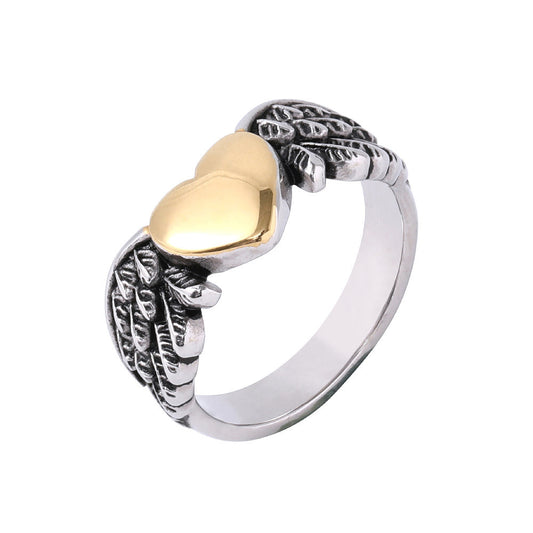 Angel Wings and Hearts Titanium Ring for Men and Women in European and American Wholesale Jewelry Business