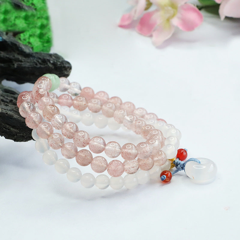 Litchi Frozen Chalcedony Sterling Silver Bracelet