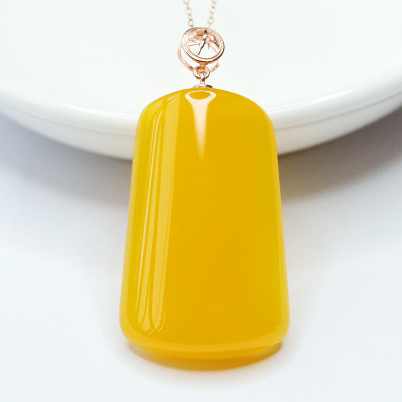 Yellow Chalcedony Pendant Necklace crafted in Sterling Silver with Rose Gold Finish