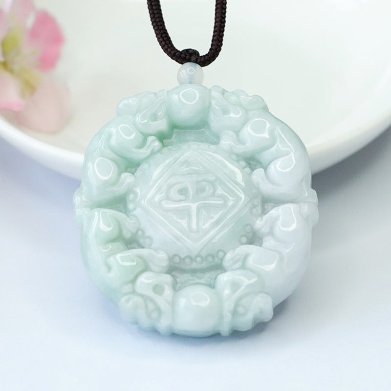 Myanmar A Grade Jade Pixiu Fortune's Favor Sterling Silver Pendant from Planderful Collection