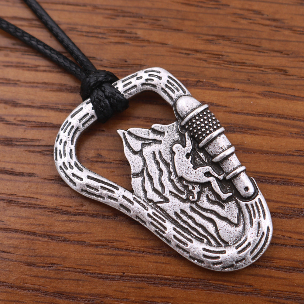 Explosive Rock Climber Necklace with Minimalist Norse Legacy Design