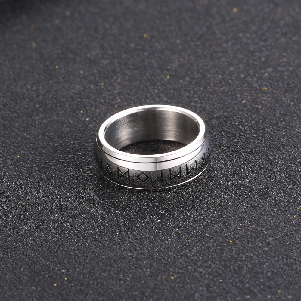 Contemporary Titanium Steel Men's Ring with Symbolic Letters - Trendy and Stylish Jewelry from Japan and South Korea